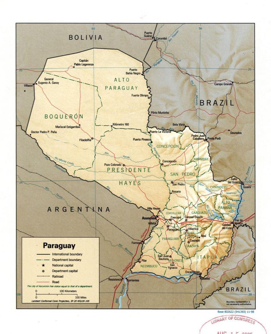 Large Detailed Political And Administrative Map Of Paraguay With Relief …, Yhú, Paraguay, S  Profile, Welp  Meaning