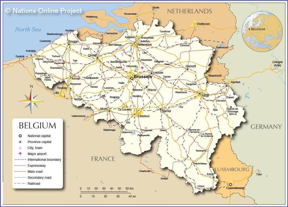 Map Of Belgium – Map Of Belgium And Surrounding Areas (Western Europe …, Asse, Belgium, Country Of Belgium, Belgium In World