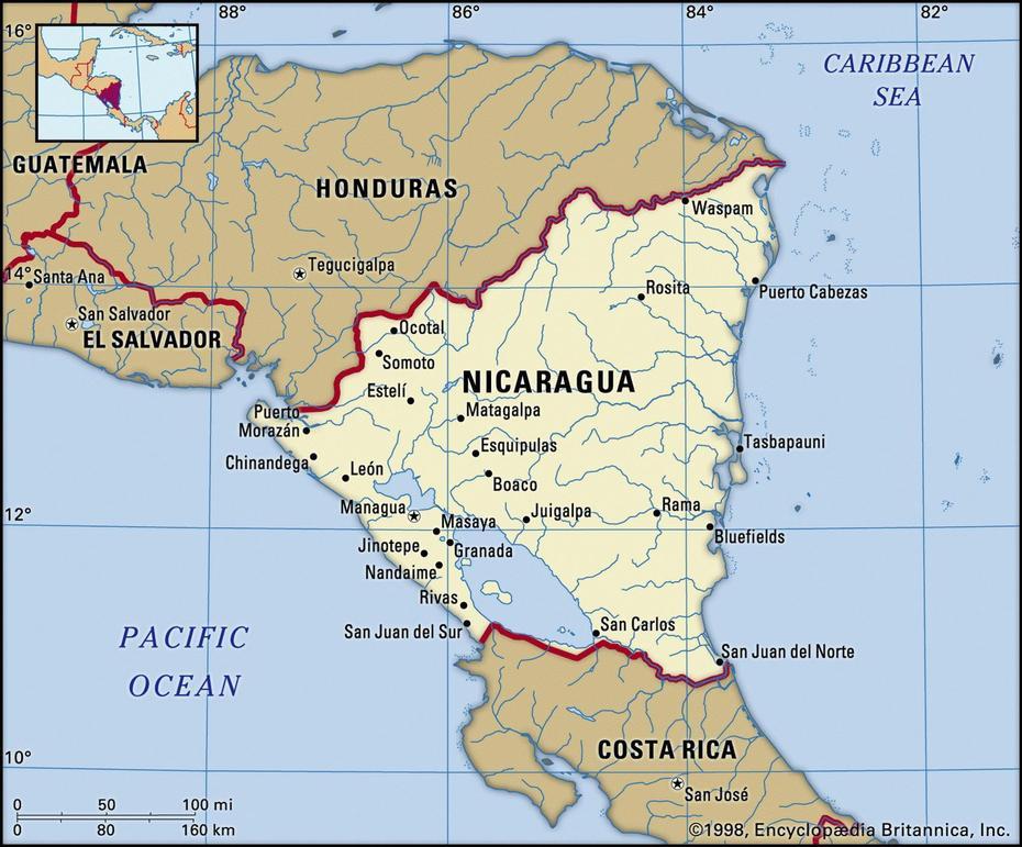 Map Of Nicaragua And Geographical Facts, Where Nicaragua Is On The …, Teustepe, Nicaragua, Nicaragua Tourism, Nicaragua Canal Project