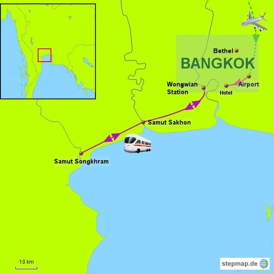 Stepmap – Bangkok Samut Songkhram – Landkarte Fur Thailand, Samut Songkhram, Thailand, Samutprakarn Thailand, Nakhon Ratchasima Thailand