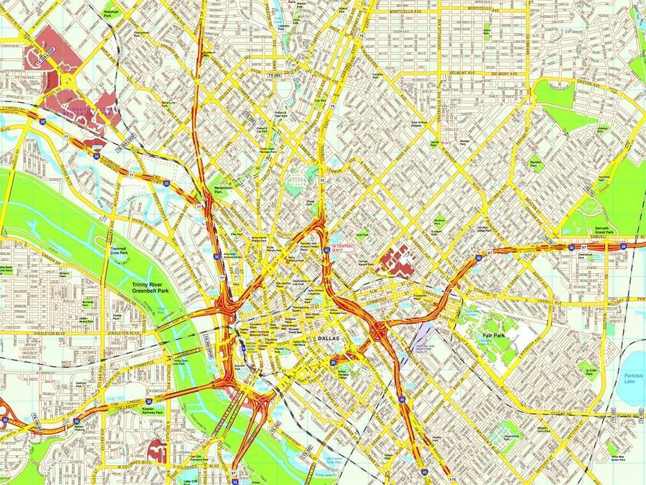Dallas Map. Eps Illustrator Vector City Maps Usa America | Order And …, Dallas, United States, United States  Chicago, United States Of America States