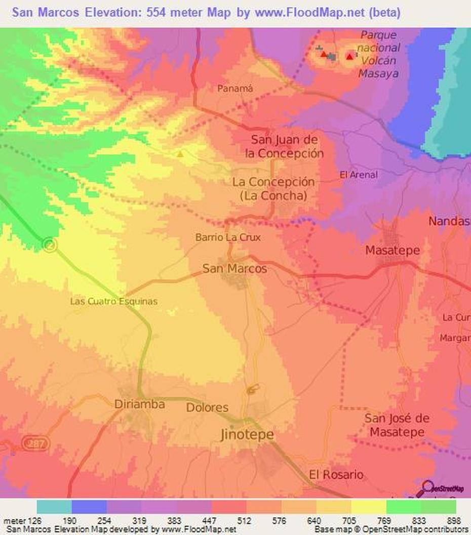 Elevation Of San Marcos,Nicaragua Elevation Map, Topography, Contour, San Marcos, Nicaragua, A De Managua Nicaragua, San Juan Airport