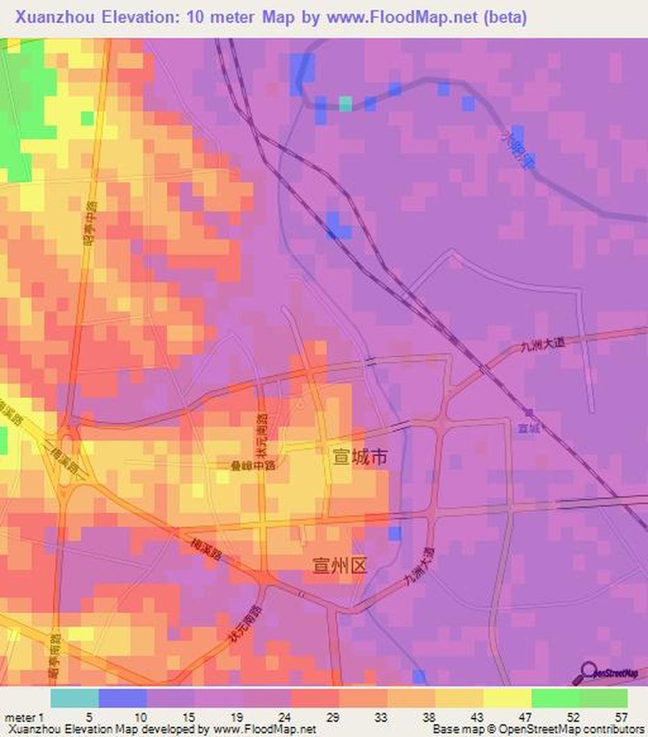 Elevation Of Xuanzhou,China Elevation Map, Topography, Contour, Xuanzhou, China, Wuhan Hubei, Of Hubei China
