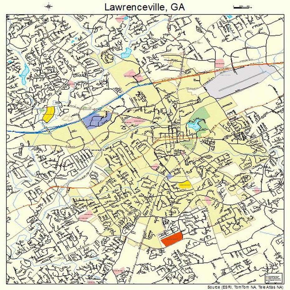 Lawrenceville Georgia Street Map 1345488, Lawrenceville, United States, Los Angeles On World, Brunswick Ga