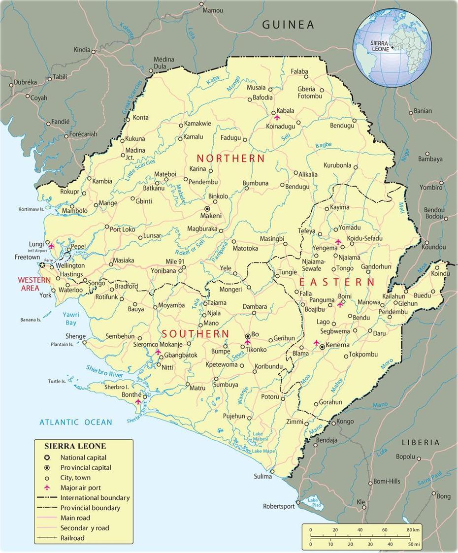 Map Of Freetown Sierra Leone | Cities And Towns Map, Freetown, Sierra Leone, Freetown Beaches, Loma Mountains Sierra Leone