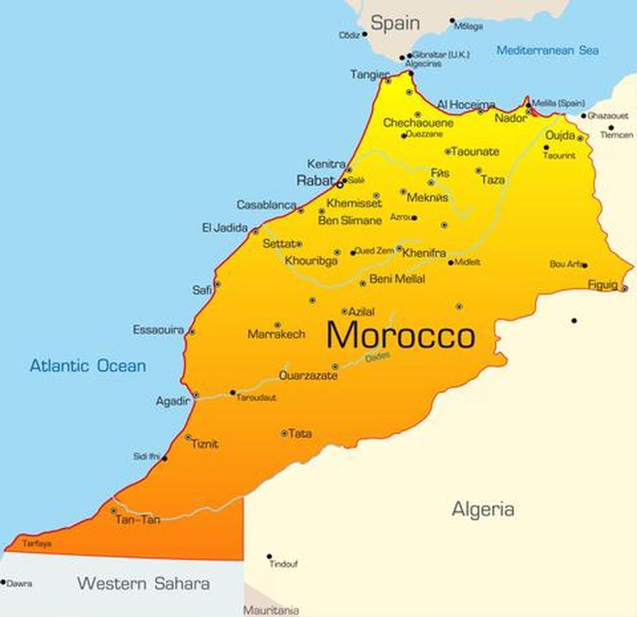 Map Of Morocco, North Africa, Maghreb – E-Mosaik, Mediouna, Morocco, Morocco Travel, Morocco Airports