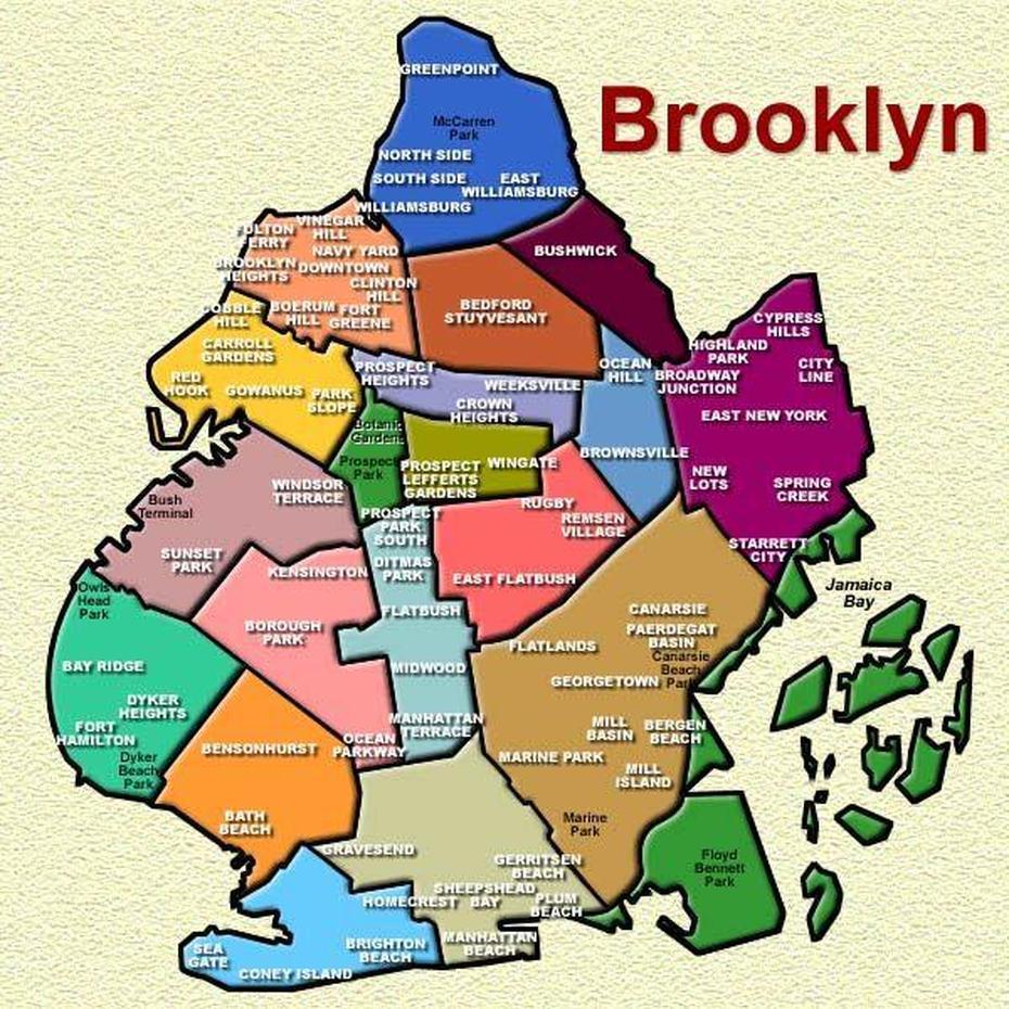 Neighborhood Map Of Brooklyn, Brooklyn, United States, Topographical  Of The United States, Brooklyn Bridge Pics