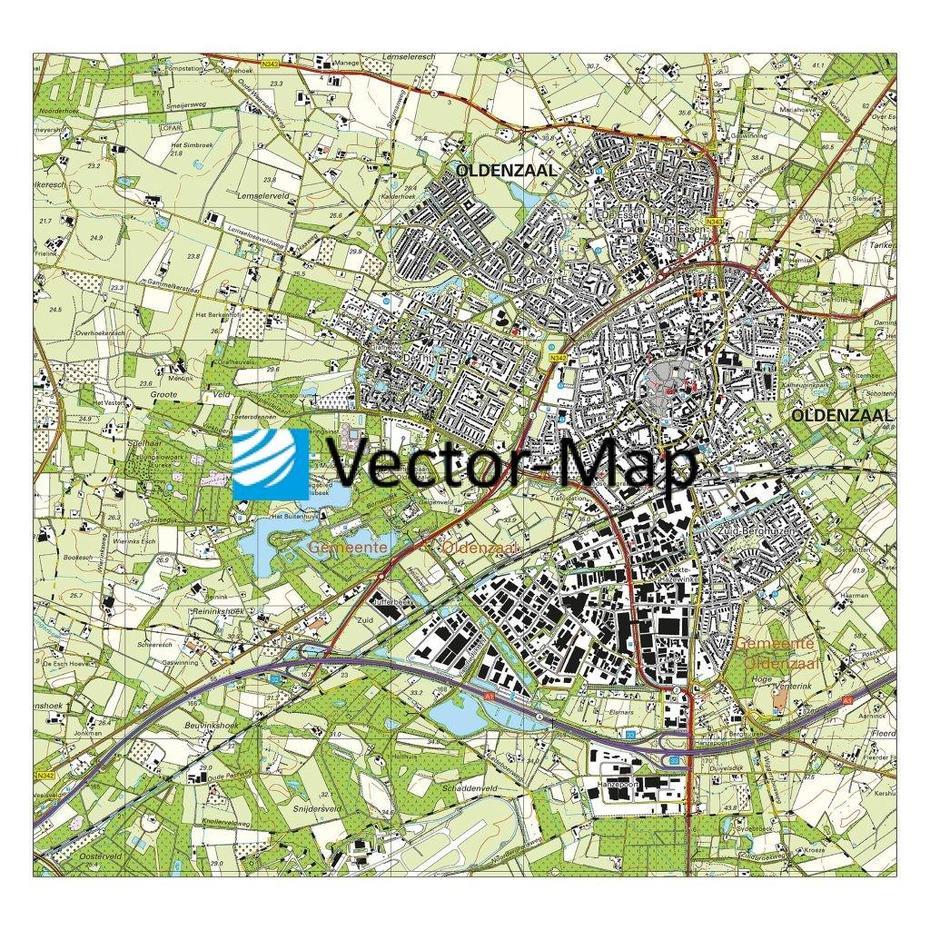 Topografische Kaart Oldenzaal | Vector-Map De Online Kaarten Shop!, Oldenzaal, Netherlands, Oldenzaal Winkels, Plechelmus Oldenzaal