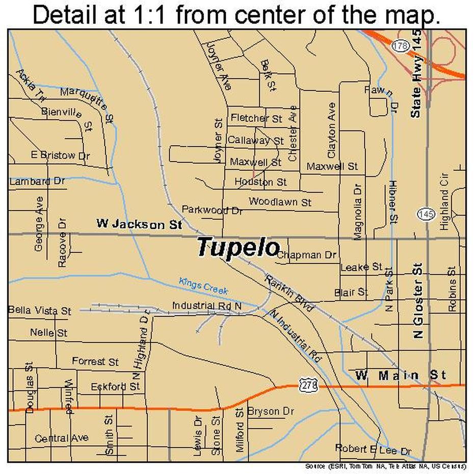 Tupelo Mississippi Street Map 2874840, Tupelo, United States, Tupelo Ms City, Tupelo Airport