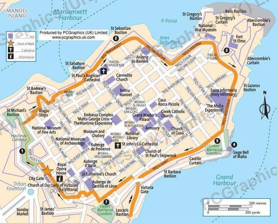 Valletta Ramparts Walk Map, Malta, Produced By Pcgraphics. See More Of …, Valletta, Malta, Mosta Malta, Valletta City