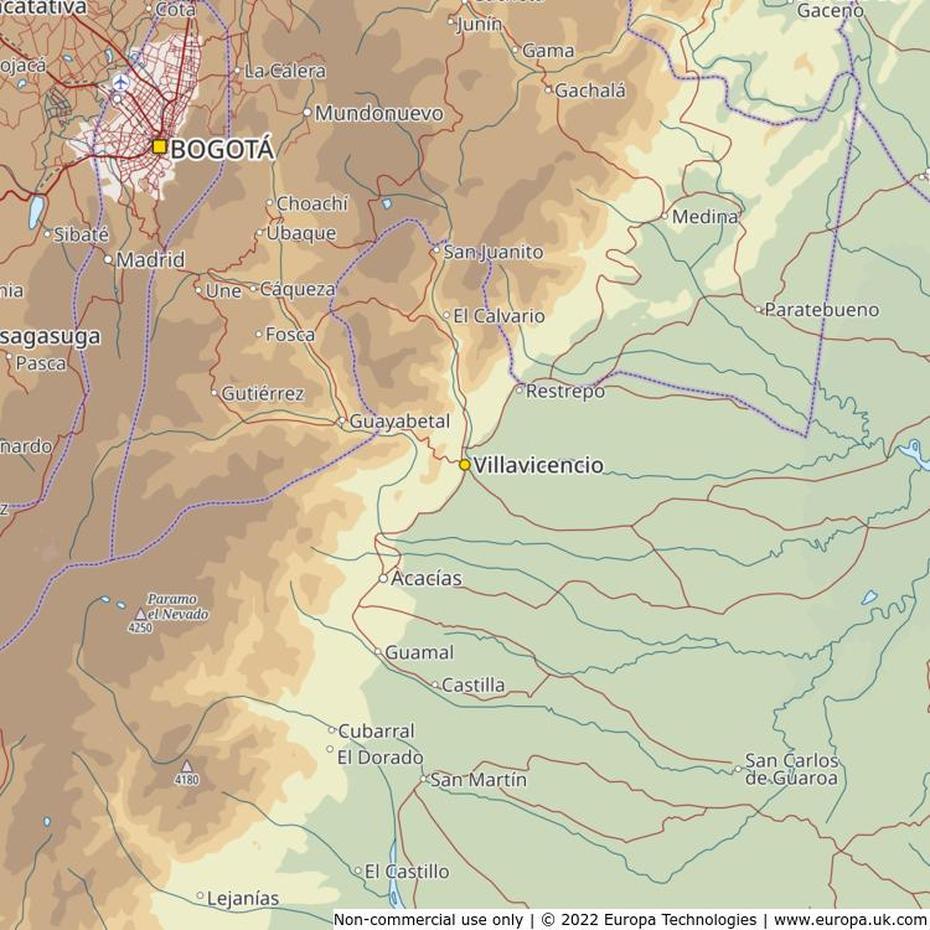 Villavicencio Colombia Map, Villavicencio, Colombia, A Del  Meta, La Calera Colombia