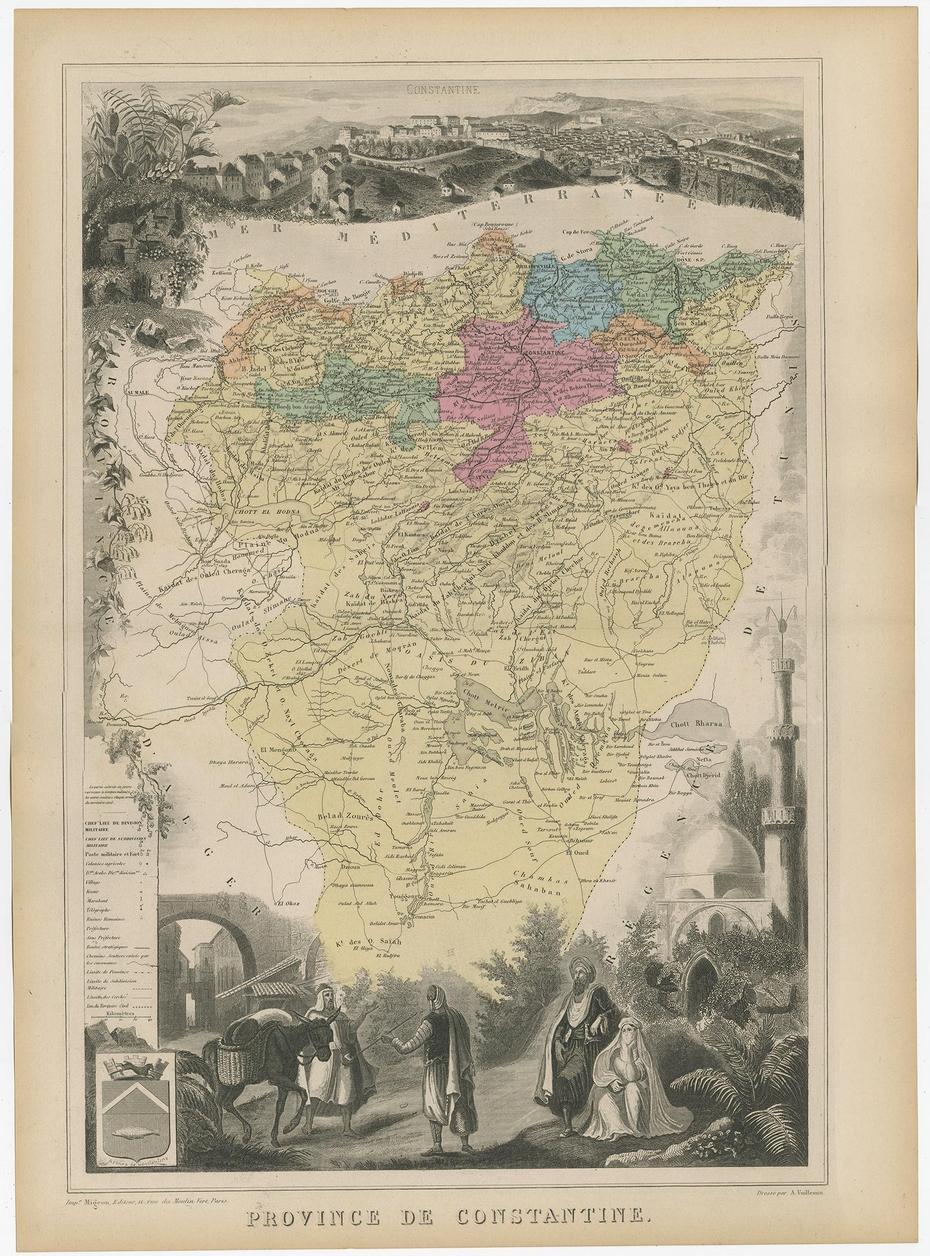 Antique Map Of The Province Of Constantine (Algeria) By Migeon (1880), Constantine, Algeria, Algeria On, Oran Algeria