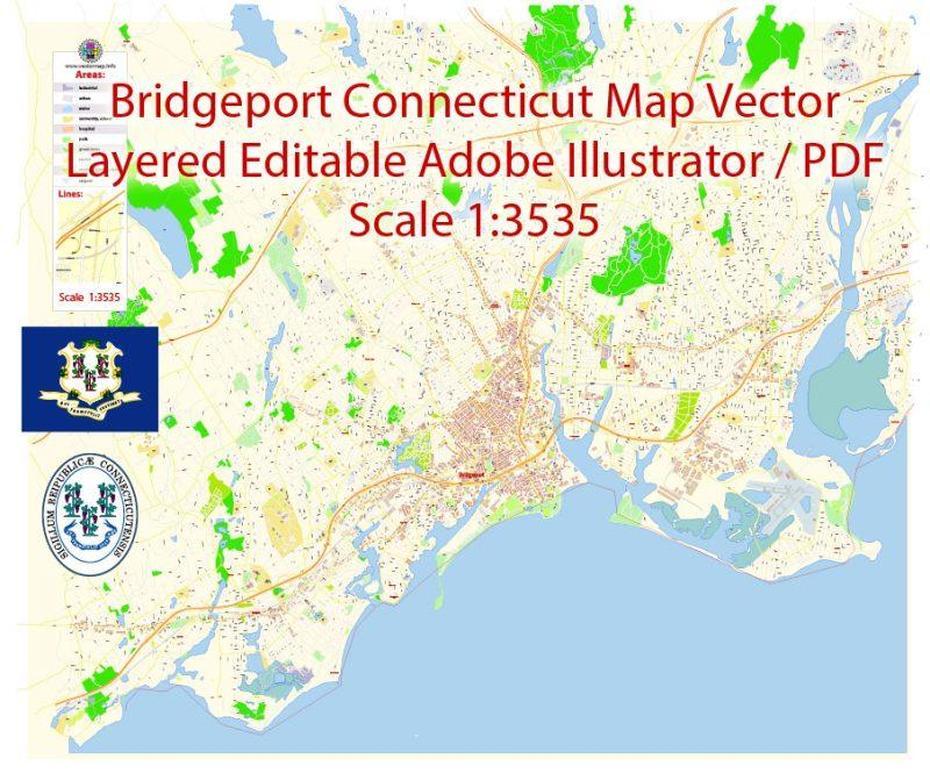Bridgeport Pdf Map Vector Connecticut Exact City Plan Detailed Street …, Bridgeport, United States, 50 United States, United States America  Usa