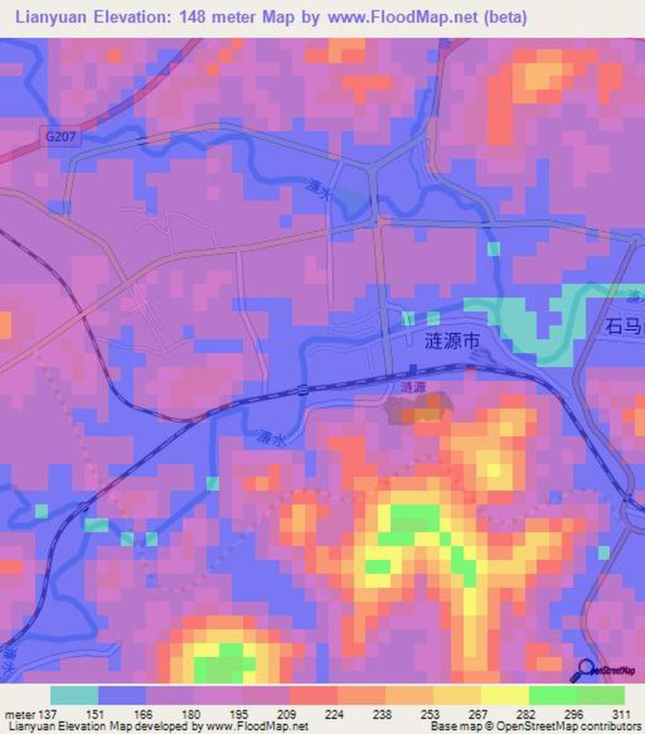 Elevation Of Lianyuan,China Elevation Map, Topography, Contour, Lianyuan, China, China On  Of World, China Road