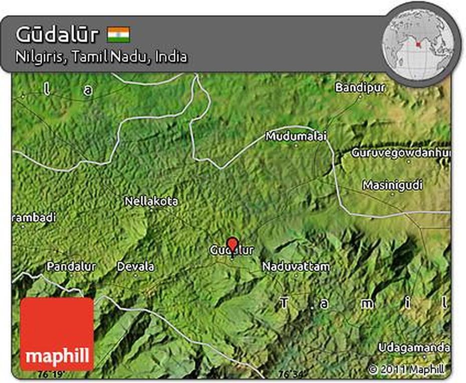 Free Satellite Map Of Gudalur, Gūdalūr, India, Ghat  Road, Munnar India