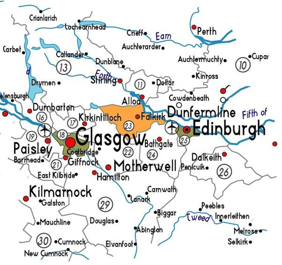 Map Of Falkirk Province Area, Falkirk, United Kingdom, United Kingdom World, Uk Travel