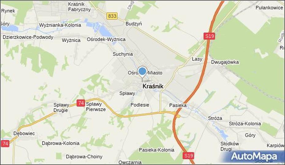 Mapa Krasnik, Krasnik Na Mapie Targeo, Kraśnik, Poland, Budzyn  Camp, Lancut  Castle