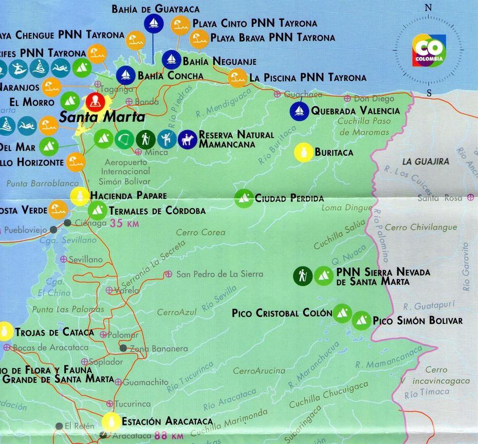 Mapa Turistico De Santa Marta | Para Tu Viaje, Santa Marta, Colombia, Santa Marta Magdalena, Minca Colombia