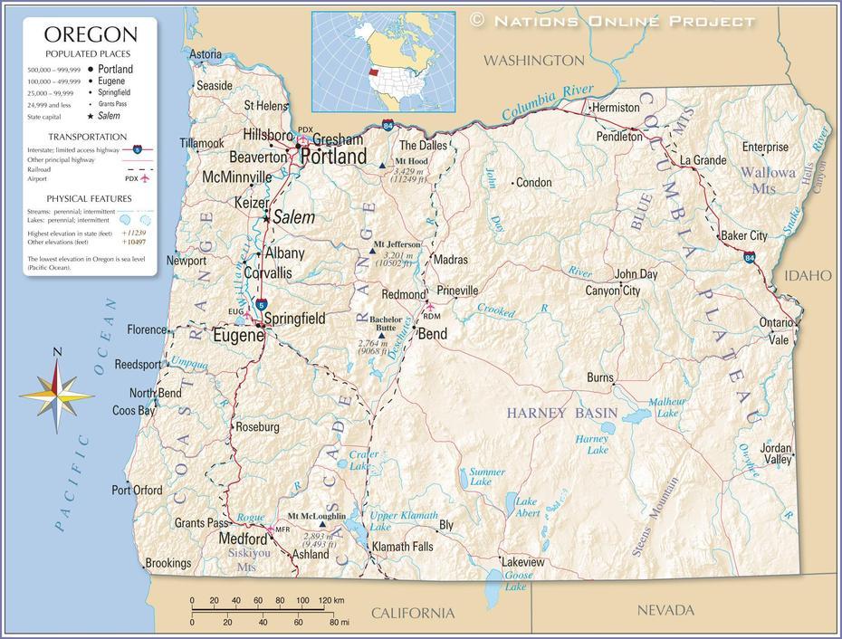 Oregon State  By County, Beaverton Oregon, Nations Online, Oregon City, United States