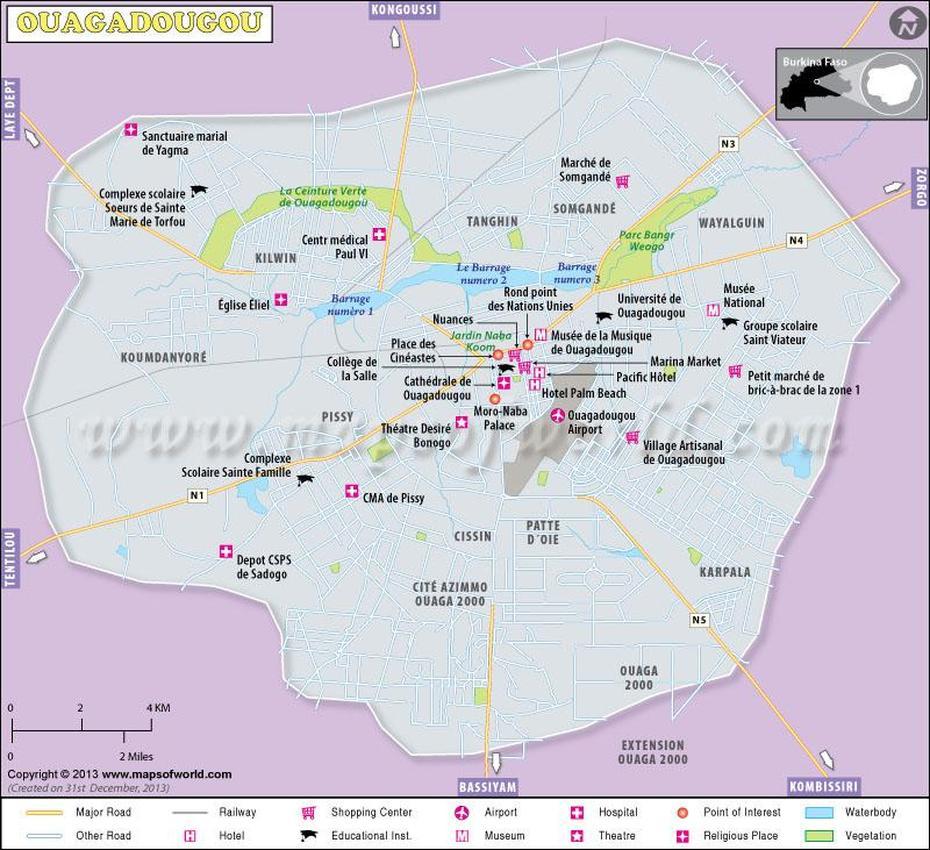 Ouagadougou Map | Map Of Ouagadougou, Ouagadougou, Burkina Faso, Burkina Faso World, Burkina Faso Location