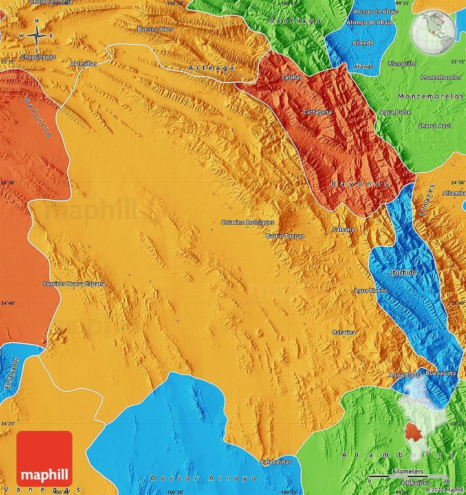 Political Map Of Galeana, Galeana, Mexico, Hermenegildo Galeana, Cerro  Potosi