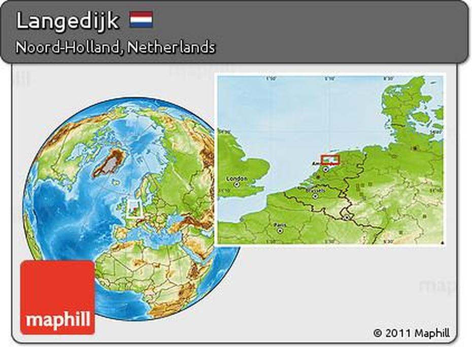 Free Physical Location Map Of Langedijk, Langedijk, Netherlands, Broek Op Langedijk, Pepsico Langedijk