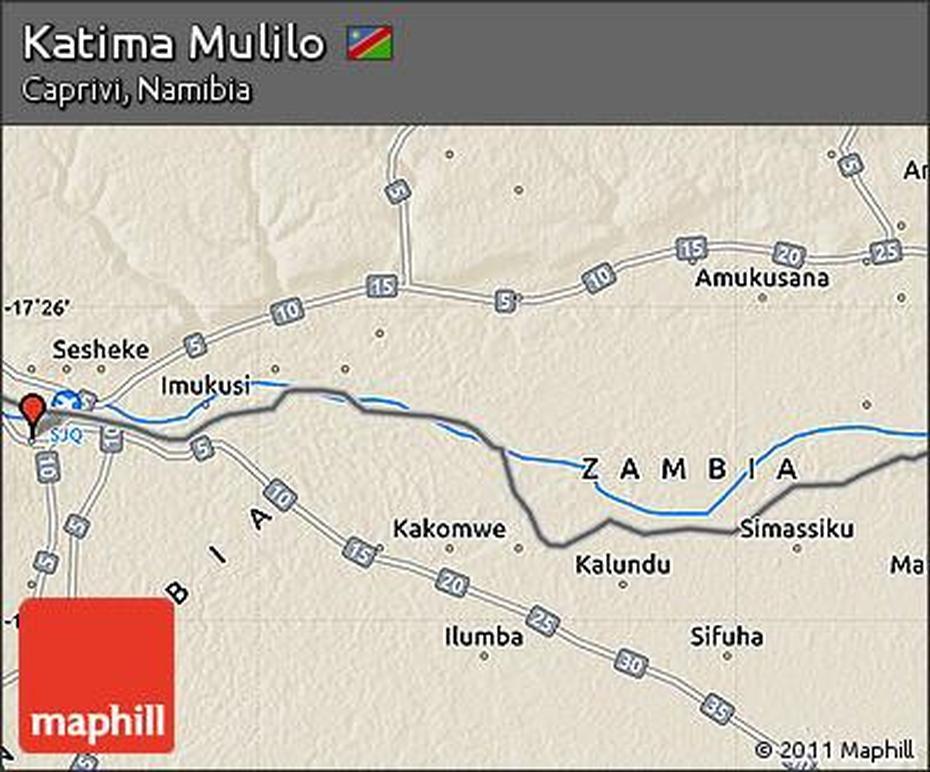 Free Shaded Relief Map Of Katima Mulilo, Katima Mulilo, Namibia, Oshakati Namibia, Namibia Africa