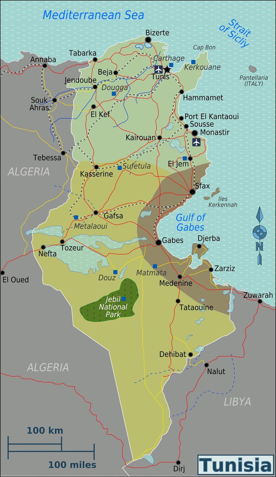 Full Political Map Of Tunisia. Tunisia Full Political Map | Vidiani …, Beni Khiar, Tunisia, North Kivu, Beni River