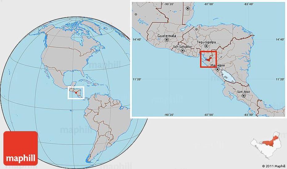 Gray Location Map Of Somotillo, Somotillo, Nicaragua, Guasaule Nicaragua, Nicaragua Scenery