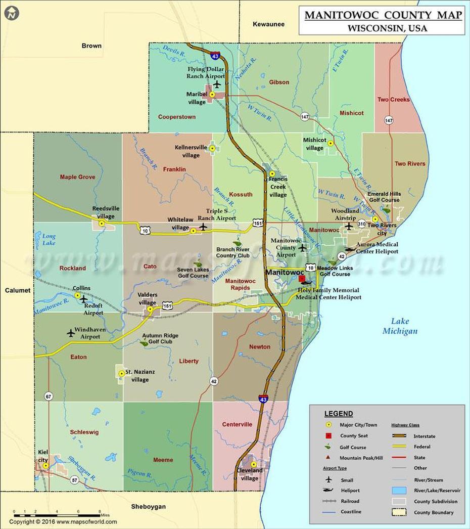 Manitowoc County Map, Wisconsin, Manitowoc, United States, Manitowoc Cranes, Manitowoc 999