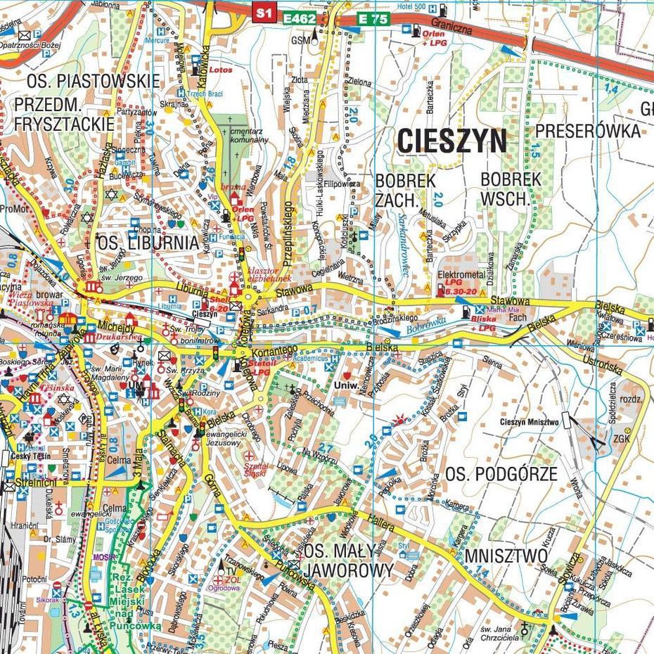 Mapa Cieszyn | Mapa, Cieszyn, Poland, Silesia Poland, Teschen