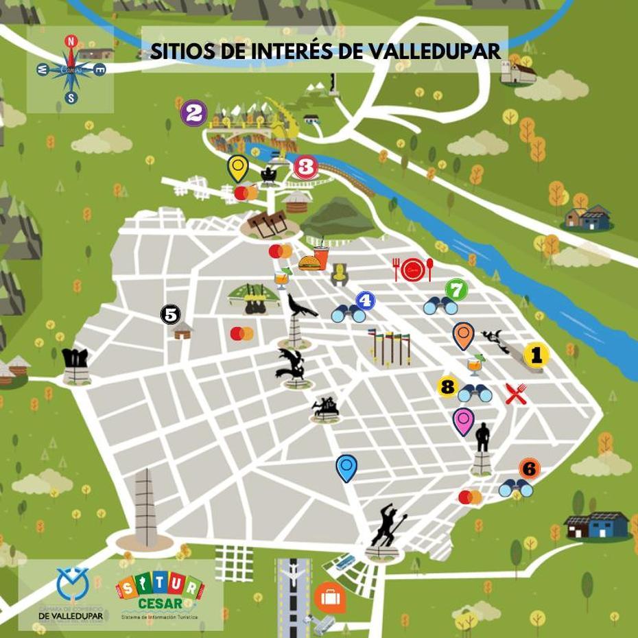 Mapa Turistico De Valledupar Situr Cesar, Valledupar, Colombia, Valledupar A, Leticia Colombia