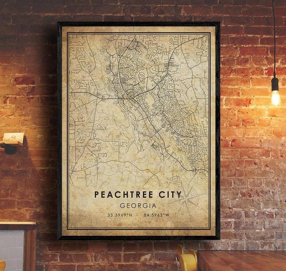 Peachtree City Map Print Peachtree City Map Georgia Map | Etsy, Peachtree City, United States, Ptc Cart Path, Peachtree City Atlanta