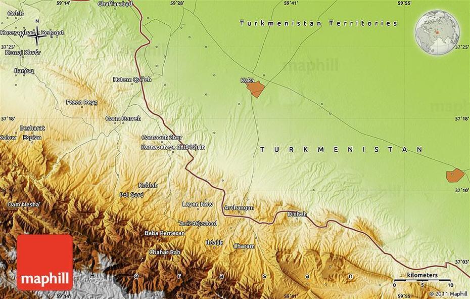 Physical Map Of Kaka, Kaka, Turkmenistan, Kaka South Sudan, Kaka 22