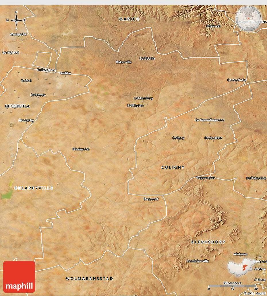 Satellite 3D Map Of Lichtenburg, Lichtenburg, South Africa, South Africa Country, Free State South Africa