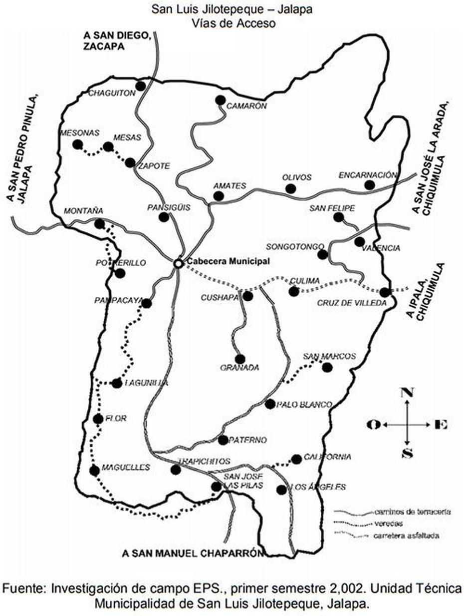 Vias De Acceso A San Luis Jilotepeque – Municipios De Guatemala, San Luis Jilotepeque, Guatemala, San Marcos Guatemala, Mataquescuintla Guatemala