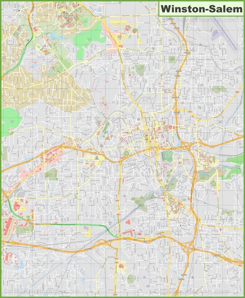 Winston Salem Nc City, Warrior Alabama, Large Detailed, Winston-Salem, United States