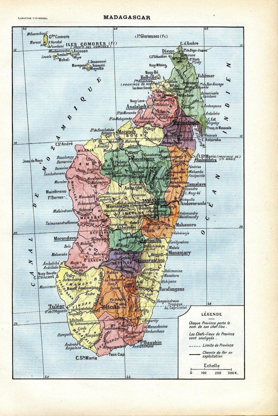 1922 Madagascar Island Africa Antique Map Larousse | Ebay | Map Of …, Ambodibonara, Madagascar, Madagascar Vegetation, Madagascar Rainforest