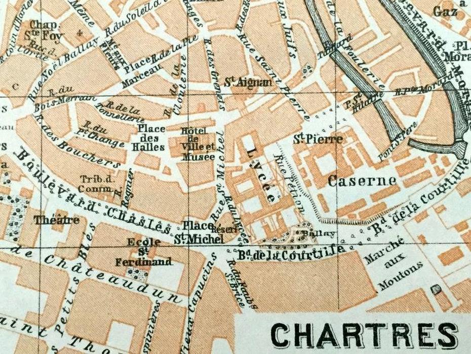 Antique 1909 Chartres France Map From Baedekers Guide Atlas | Etsy, Chartres, France, Giverny France, Dreux France