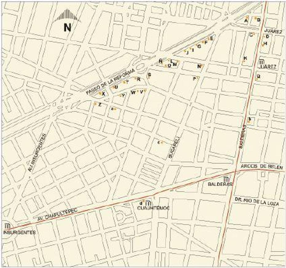 Carte De La Reforma (Sud), Mexico D.F., Reforma, Mexico, Paseo De Reforma, Avenida Reforma Mexico City