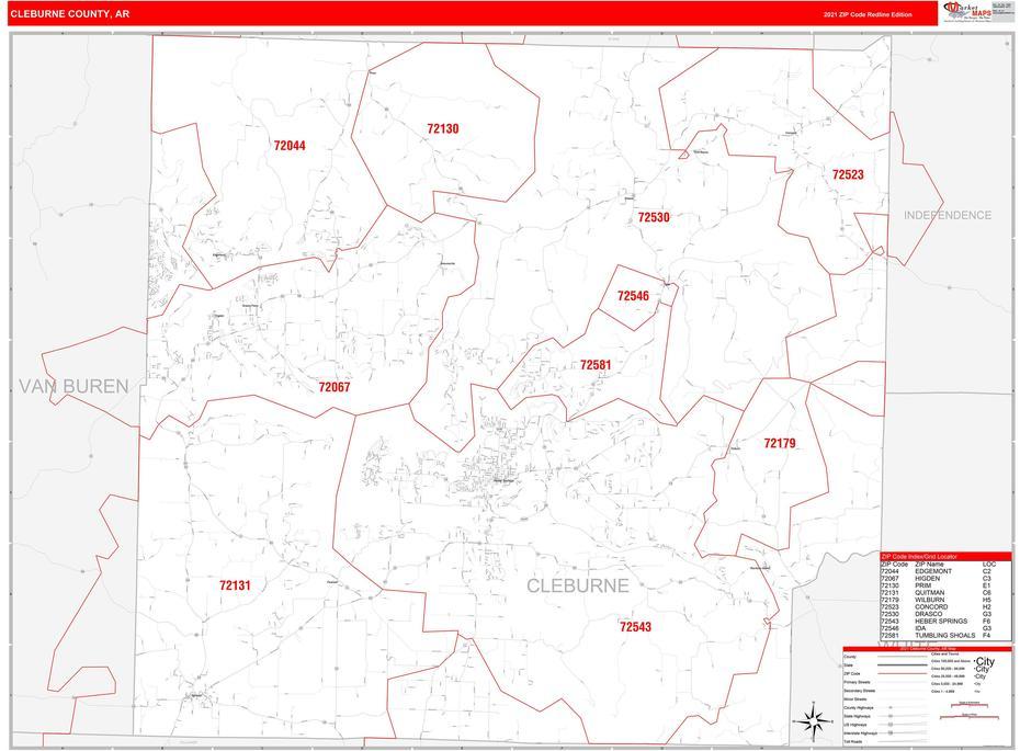 Cleburne County, Ar Zip Code Wall Map Red Line Style By Marketmaps, Cleburne, United States, Street  Cleburne Tx, Lake Pat Cleburne