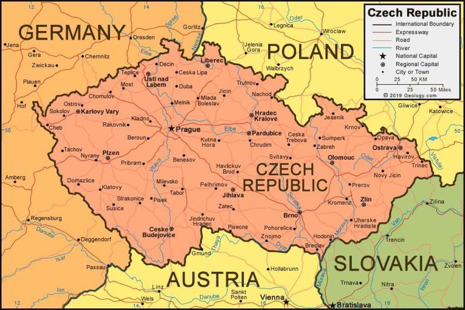 Czech Republic  With Cities, Czech Republic  Outline, Czech Republic, Příbram, Czechia