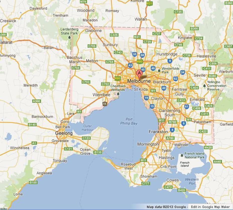 The Greater Melbourne Map, Melbourne, Australia, Melbourne Road, Cbd Melbourne City