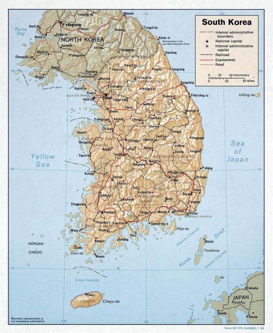 Large Political And Administrative Map Of South Korea With Relief …, Hwasu-Dong, South Korea, Seoul On, South Korea Geography