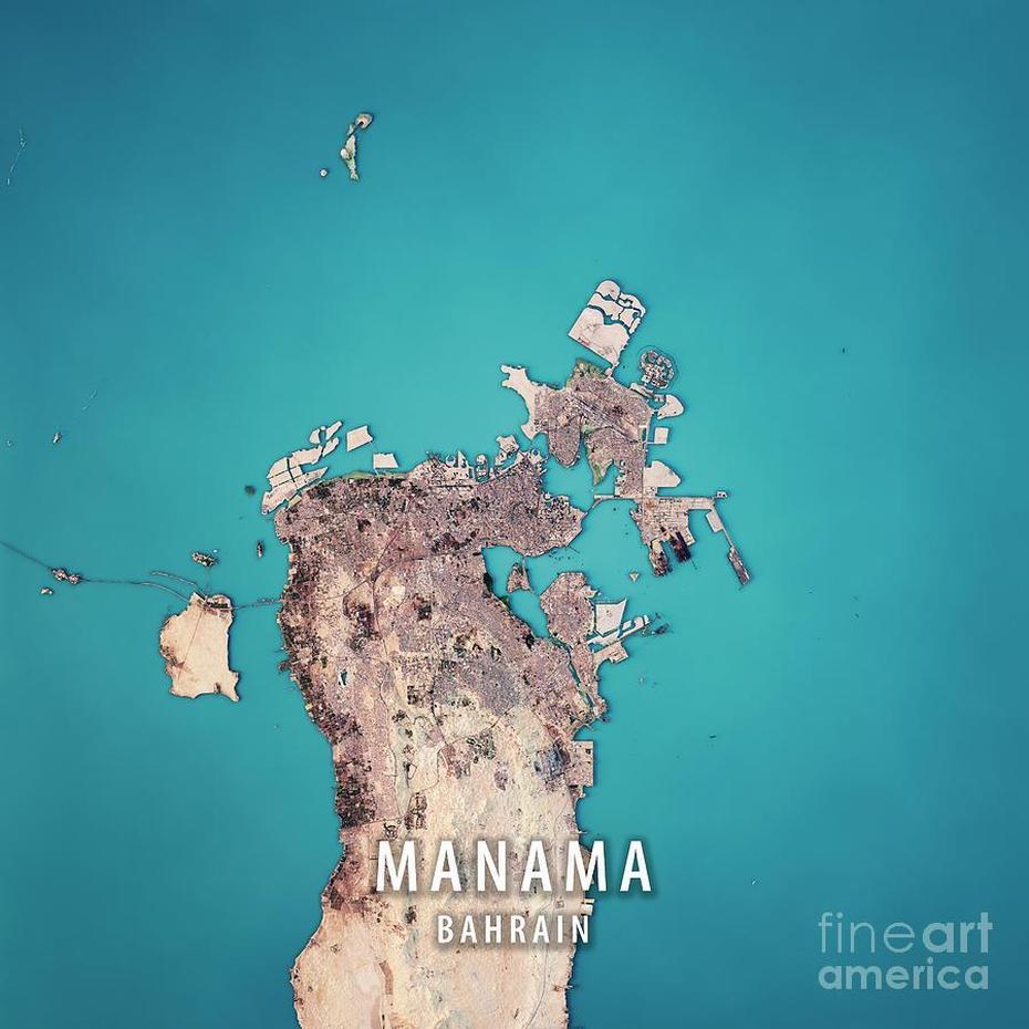 Manama 3D Render Satellite View Topographic Map Digital Art By Frank …, Manama, Bahrain, Bahrain  Google, Kingdom Of Bahrain