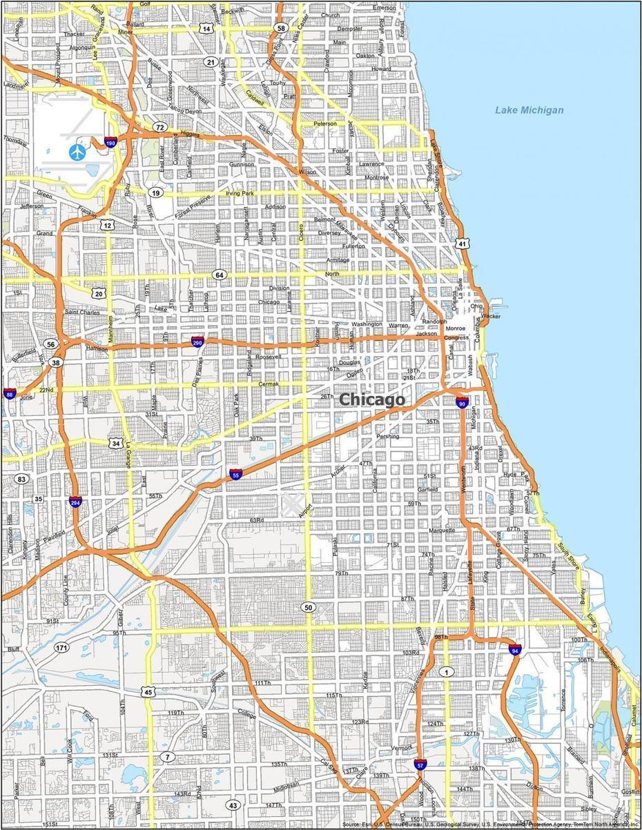 Map Of Chicago, Illinois – Gis Geography, Chicago, United States, United Center Chicago, Vintage Chicago