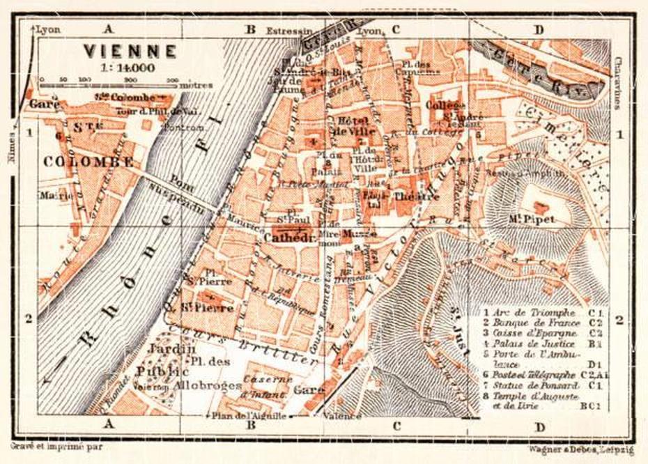 Old Map Of Vienne In 1913. Buy Vintage Map Replica Poster Print Or …, Vienne, France, Poitiers, France Tourist