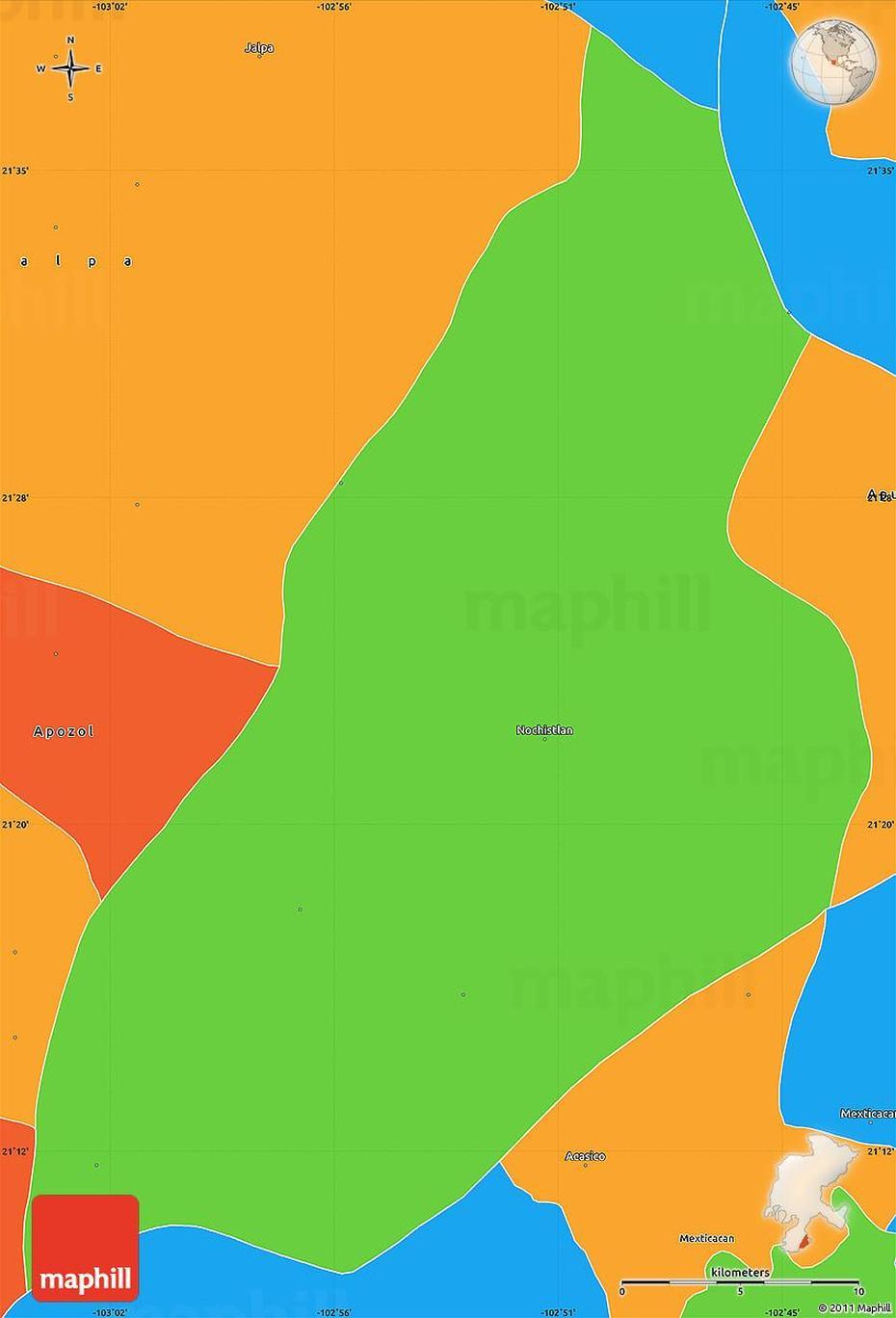 Political Simple Map Of Nochistlan De Mejia, Nochistlán De Mejía, Mexico, Casas En Nochistlan, Centro De Zacatecas