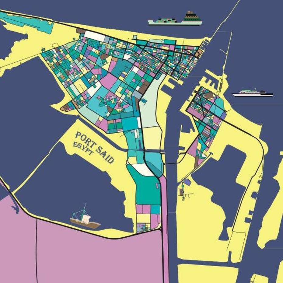 Port Said Egypt Map Print Modern Contemporary Chroma Color | Etsy, Port Said, Egypt, Adabiya Port, Modern Egypt