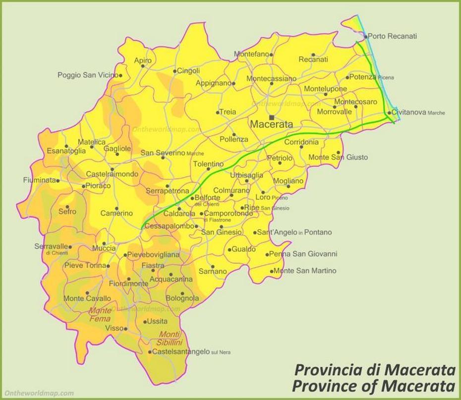 Province Of Macerata Map, Macerata, Italy, Le Marche, Camerino Italy